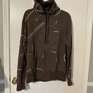 Vintage Billabong Zip Up Hoodie Grunge Stripe y2k 2000s Emo Skater Large